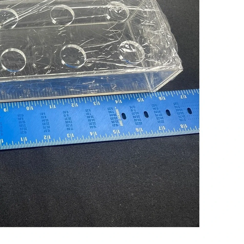 Clear Acrylic 12 Slot Display Case Rectangular‎ Organizer with Circular Cutouts